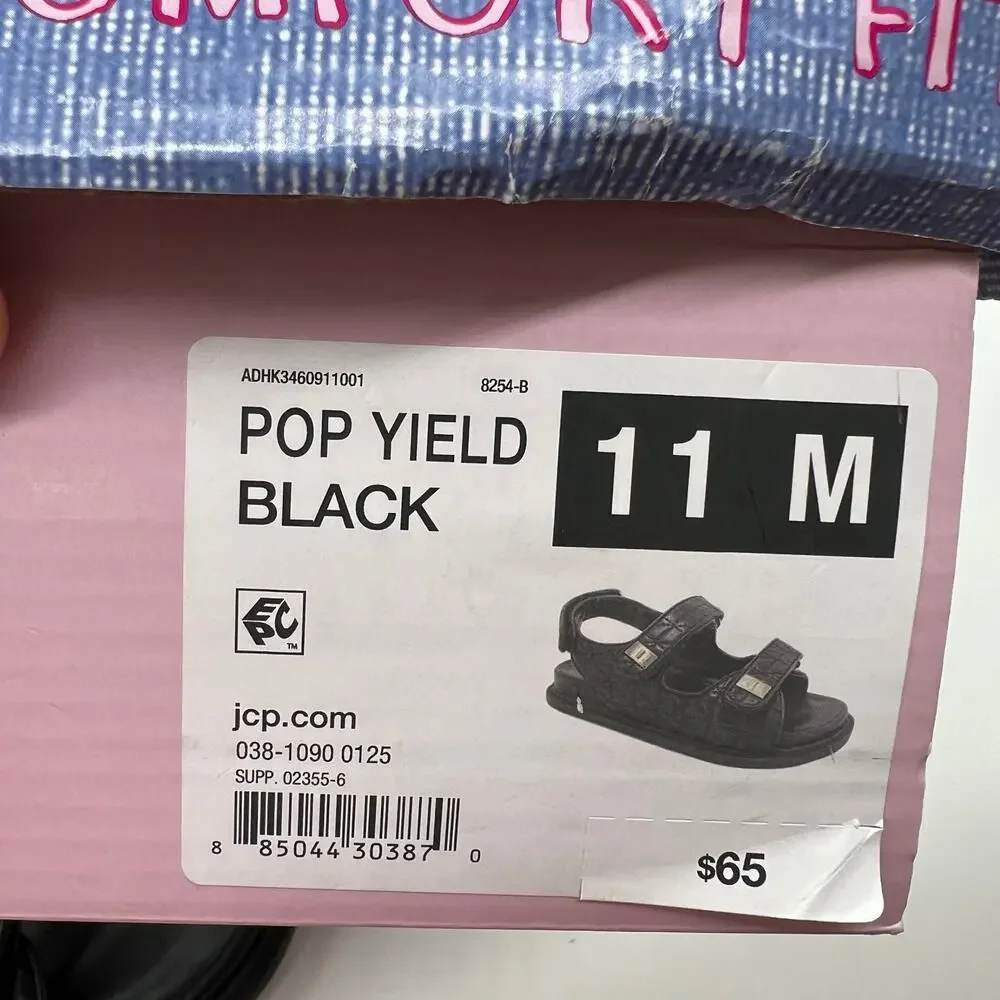Pop Yield Open Toe Women's Footbed Sandals Black Size 11M